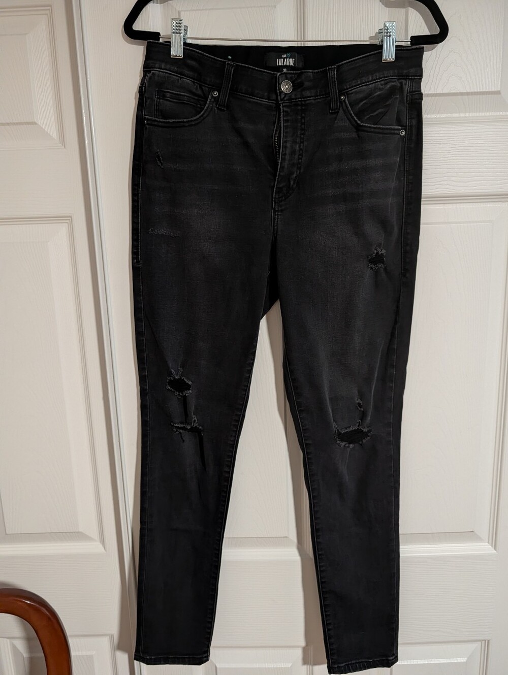 Lula Roe Women's Black Distressed Skinny Jeans